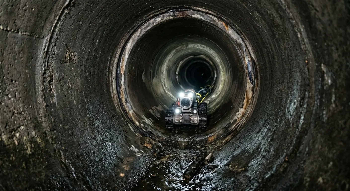 Robotic sewer camera inspecting pipe interior for Sewer Line Cleaning in Casa Grande